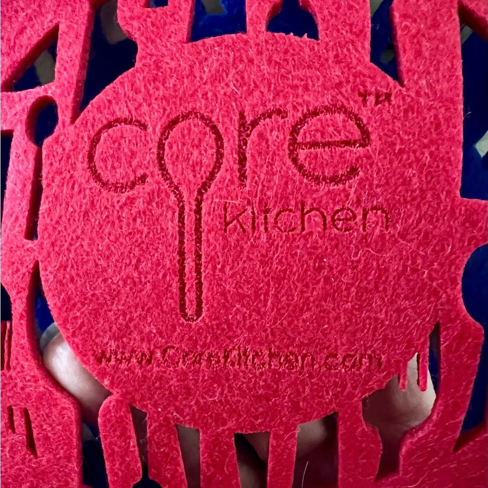 CORE KITCHEN Set of 2 Pot & Pan Felt Protector Pads Red & Blue Utensil Patterned